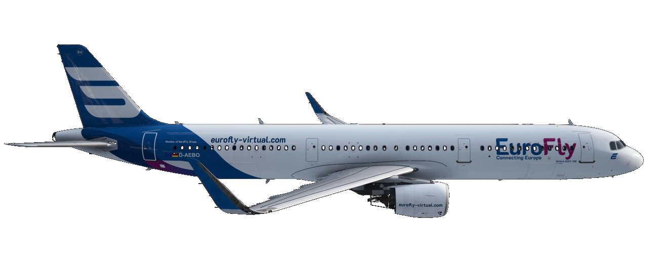 EuroFly Airbus A321 in der offiziellen blau-weißen Lackierung